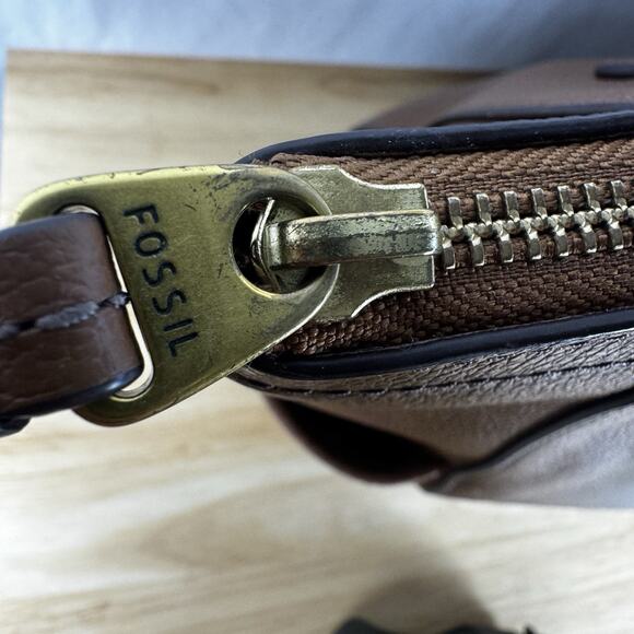 Fossil Mimi Brown Pebble Leather Shopper Tote Handbag Purse Shoulder Bag - Picture 7 of 16